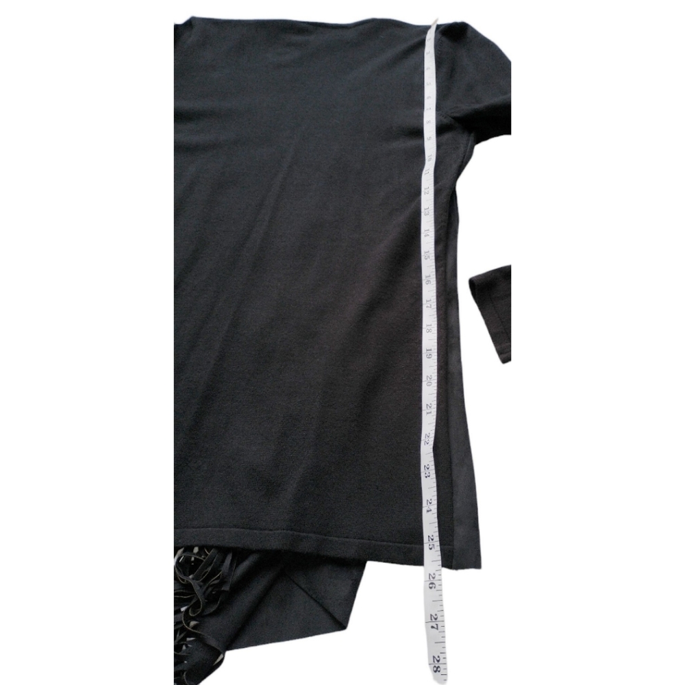 INC International Concepts Black Fringe Draped Open Cardigan - Picture 7 of 11
